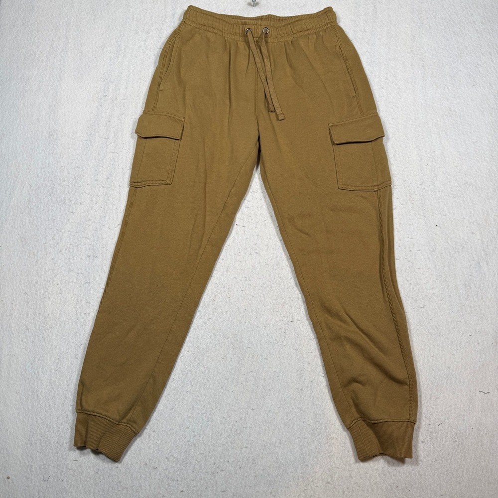 Goodfellow & Co Mens XS Cargo Joggers Tobacco Brown Fleece Lined Sweatpants